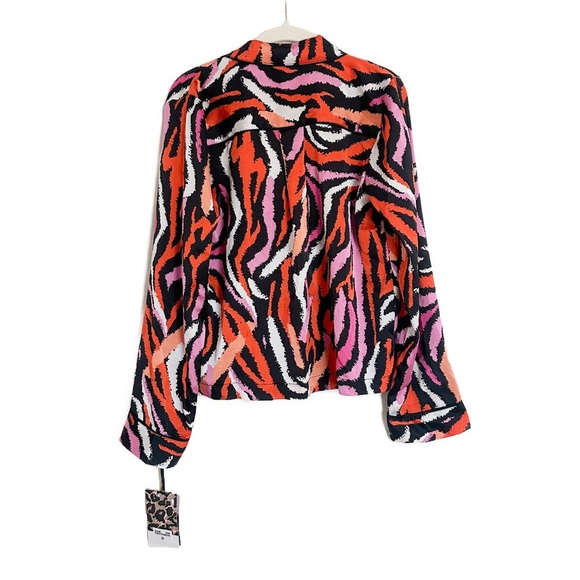 Diane Von Furstenberg Target Long Sleeve Notch Collar Disco Zebra Pj Top XXS - Picture 6 of 6
